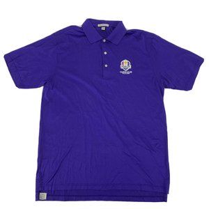 Men's Peter Millar Short Sleeve Polo‎ Shirt Purple L Gleneagles 2014 Ryder Cup